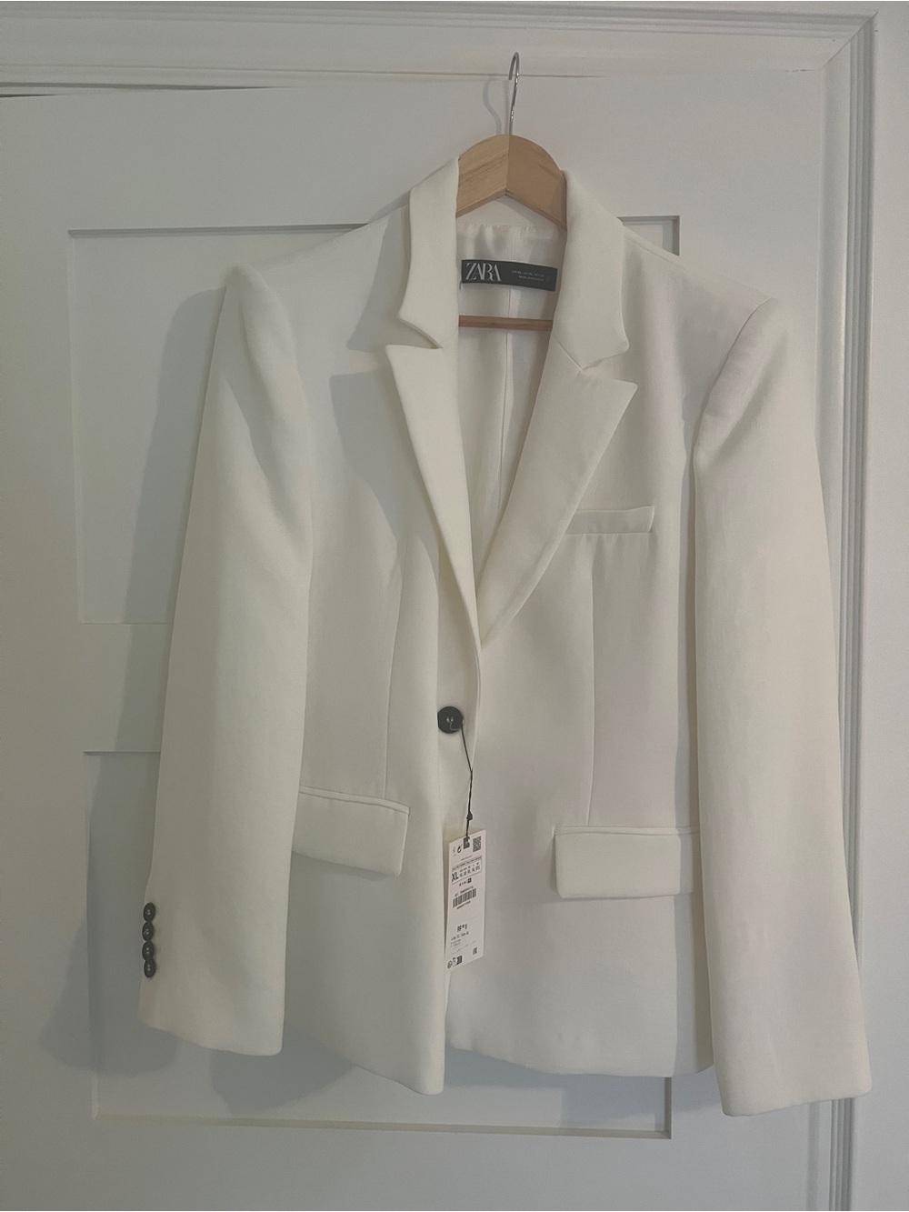 Zara White Women's Tailored Single-Button Blazer